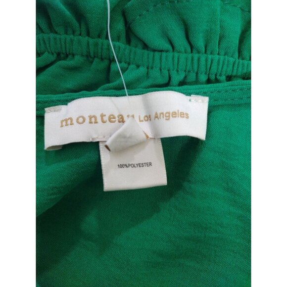 Monteau Womens Green Ruffle Sleeve Midi Dress S Polyester, NWT. - Picture 4 of 7